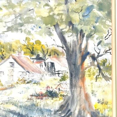 Watercolor Country Barn Painting - Leona B. Majaria