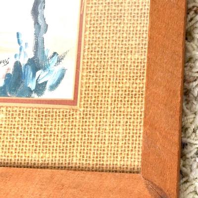 Bamboo Matted Watercolor Beach house Painting - C. Cummings 1978