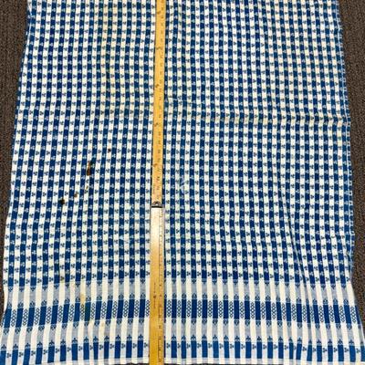 Vintage Table Cloth Blue White Gingham Checkered Pattern 52" x 70"