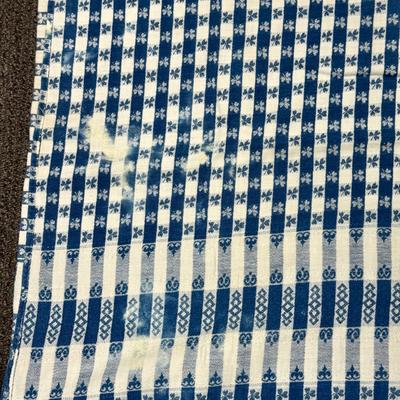 Vintage Table Cloth Blue White Gingham Checkered Pattern 52" x 70"