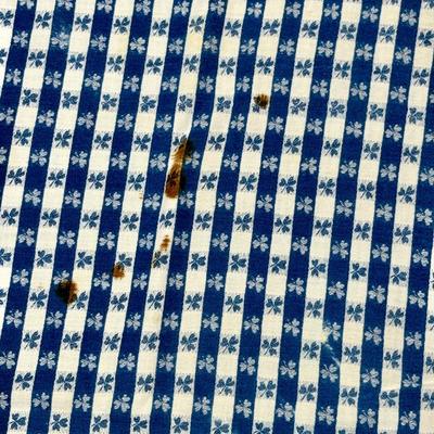 Vintage Table Cloth Blue White Gingham Checkered Pattern 52" x 70"