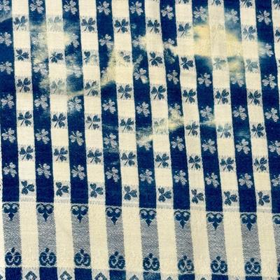 Vintage Table Cloth Blue White Gingham Checkered Pattern 52" x 70"