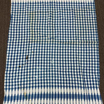 Vintage Table Cloth Blue White Gingham Checkered Pattern 52" x 70"