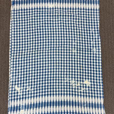 Vintage Table Cloth Blue White Gingham Checkered Pattern 52" x 70"