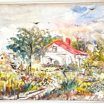 Barn Watercolor Painting - Leona B Majaria