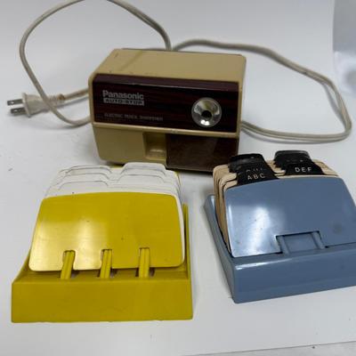 Vintage Office Supplies Tools Sharpener Stapler Bell Pencil Cup Address Flip Files