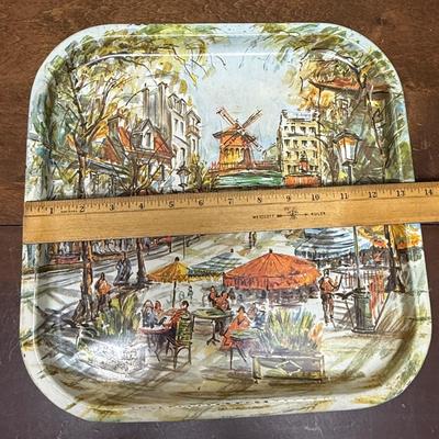 intage Daher Decorated Ware Metal Tray / Wall Decor Paris France Moulin Rouge