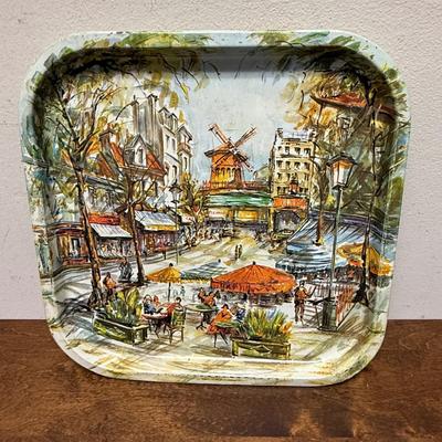 intage Daher Decorated Ware Metal Tray / Wall Decor Paris France Moulin Rouge