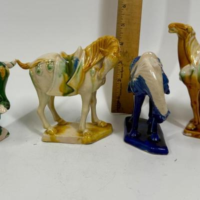 Vintage Chinese Tang Dynasty War Horse Ceramic Figurines