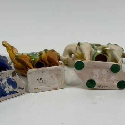 Vintage Chinese Tang Dynasty War Horse Ceramic Figurines