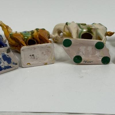 Vintage Chinese Tang Dynasty War Horse Ceramic Figurines