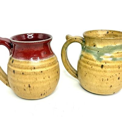 Lot of 8 Sculpted Stoneware Mugs and Pots