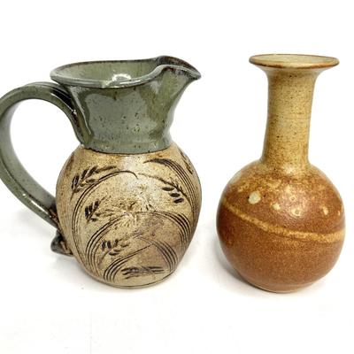 Lot of 8 Sculpted Stoneware Mugs and Pots