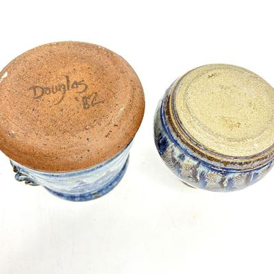 Lot of 8 Sculpted Stoneware Mugs and Pots