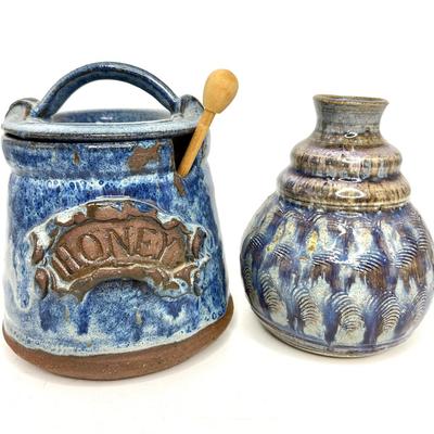 Lot of 8 Sculpted Stoneware Mugs and Pots
