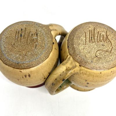 Lot of 8 Sculpted Stoneware Mugs and Pots