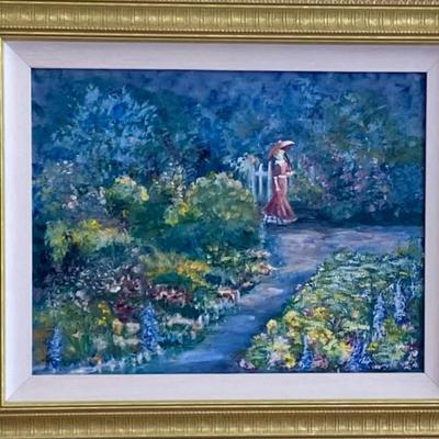 Originial Ol Painting "Evening Stroll" By Artist Barbara Jean
