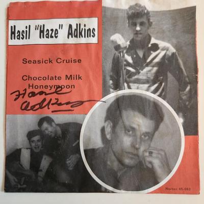 Autographed Hasil Adkins 45RPM - Seasick Cruise