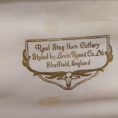 Lewis Rose & Co Sheffield, England Stag Handle Carving Set