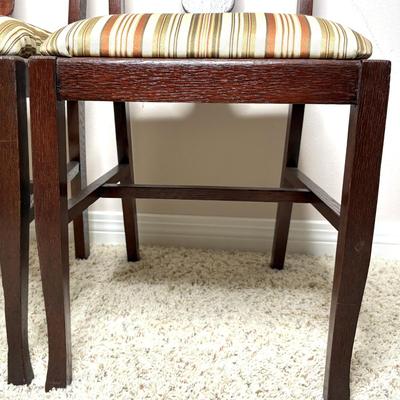 Set of 2 Solid Wood Striped Chairs