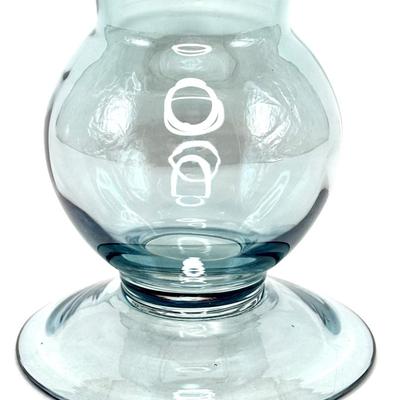 Lenox Blue Crystal Vase with Etched Floral Design