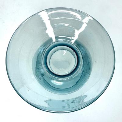 Lenox Blue Crystal Vase with Etched Floral Design