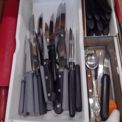 Collection of Cutlery, Utensils, and Kitchen Gadgets