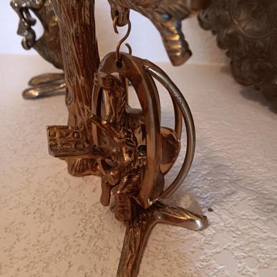 BRASS HAMMERED WALL HANGING, 2 GIRAFFES, AN ELEPHANT ON A SWING AND A KANGAROO