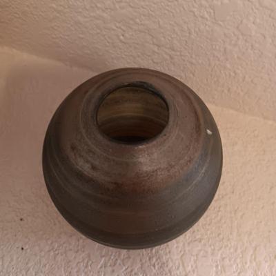 FRANKOMA BEAN POT, POTTERY CRAFT VASE AND A NEKER GLASS VESSEL MADE IN JERUSALEM