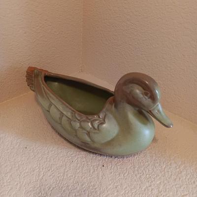 FRANKOMA DUCK AND 2 SMALL CLAY POTS
