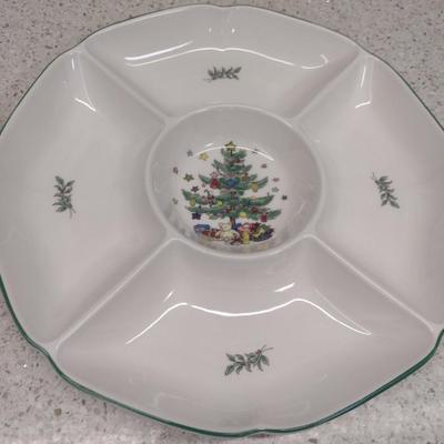 Pair of Nikko Japan Sectioned Christmas Dishes- Approx 13" in Diameter