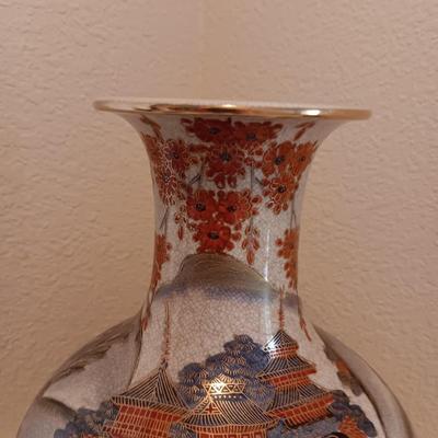 CLOISONNE VASE AND SMALL BOWL, GORGEOUS SATSUMA VASE AND A CARVED CORK DIORAMA