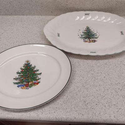 Pair of Christmas Platters- Cuthbertson and Happy Holidays
