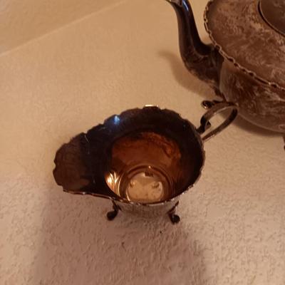STERLING SILVER TEAPOT WITH CREAM AND SUGAR SET 462g