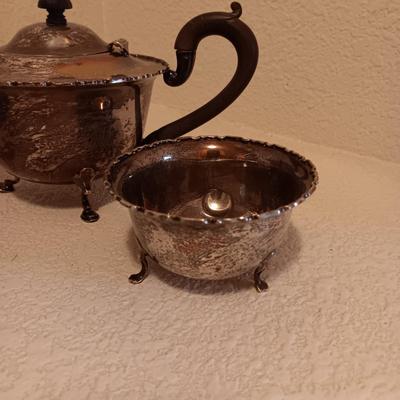 STERLING SILVER TEAPOT WITH CREAM AND SUGAR SET 462g