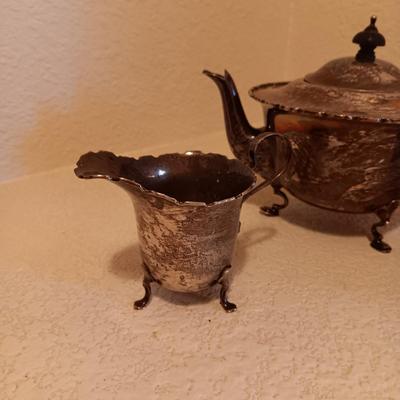STERLING SILVER TEAPOT WITH CREAM AND SUGAR SET 462g