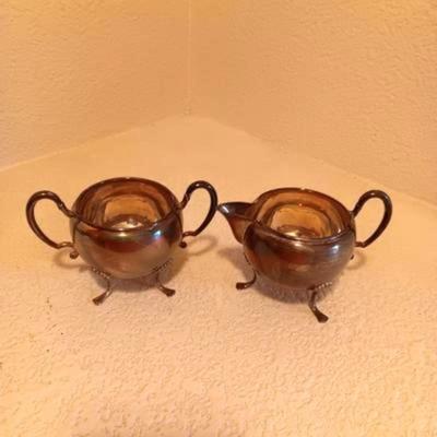 STERLING SILVER FOOTED CREAM AND SUGAR SET 184g
