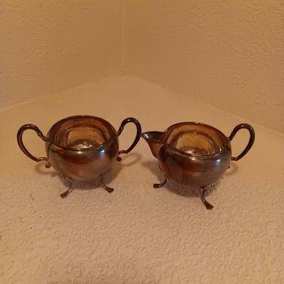 STERLING SILVER FOOTED CREAM AND SUGAR SET 184g
