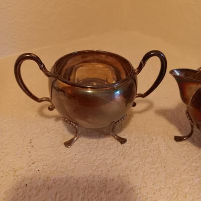 STERLING SILVER FOOTED CREAM AND SUGAR SET 184g