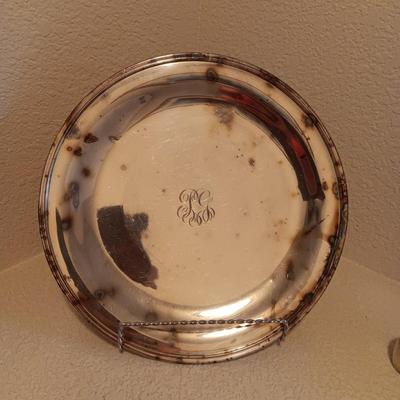 STERLING SILVER MONOGRAMMED PLATTER 636g