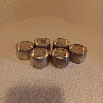6 STERLING SILVER NAPKIN RINGS 89.45g