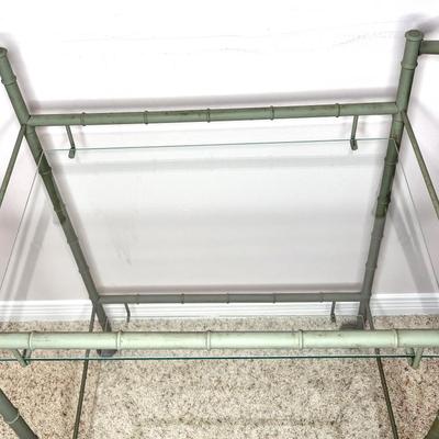 Metal Bamboo Style Olive Green Tea Cart