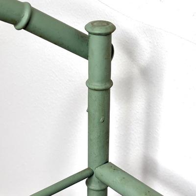 Metal Bamboo Style Olive Green Tea Cart