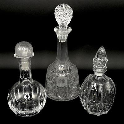 Set of 3 Vintage Crystal Decanters