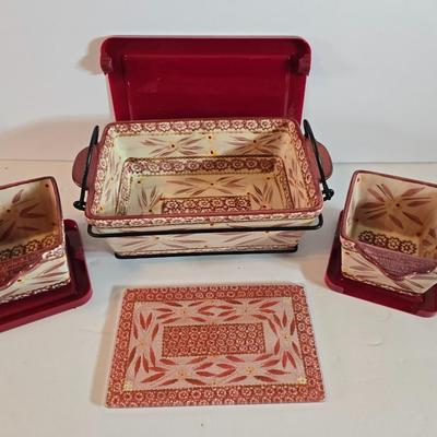 Temptations Old World Red 7-Piece Baker & Serving Set with Trivet