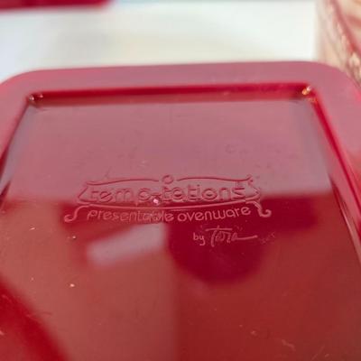 Temptations Old World Red 7-Piece Baker & Serving Set with Trivet