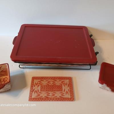 Temptations Old World Red 8-Piece Baking & Serving Set with Trivet