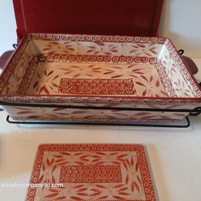 Temptations Old World Red 8-Piece Baking & Serving Set with Trivet