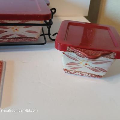 Temptations Old World Red 8-Piece Baking & Serving Set with Trivet