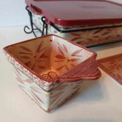 Temptations Old World Red 8-Piece Baking & Serving Set with Trivet
